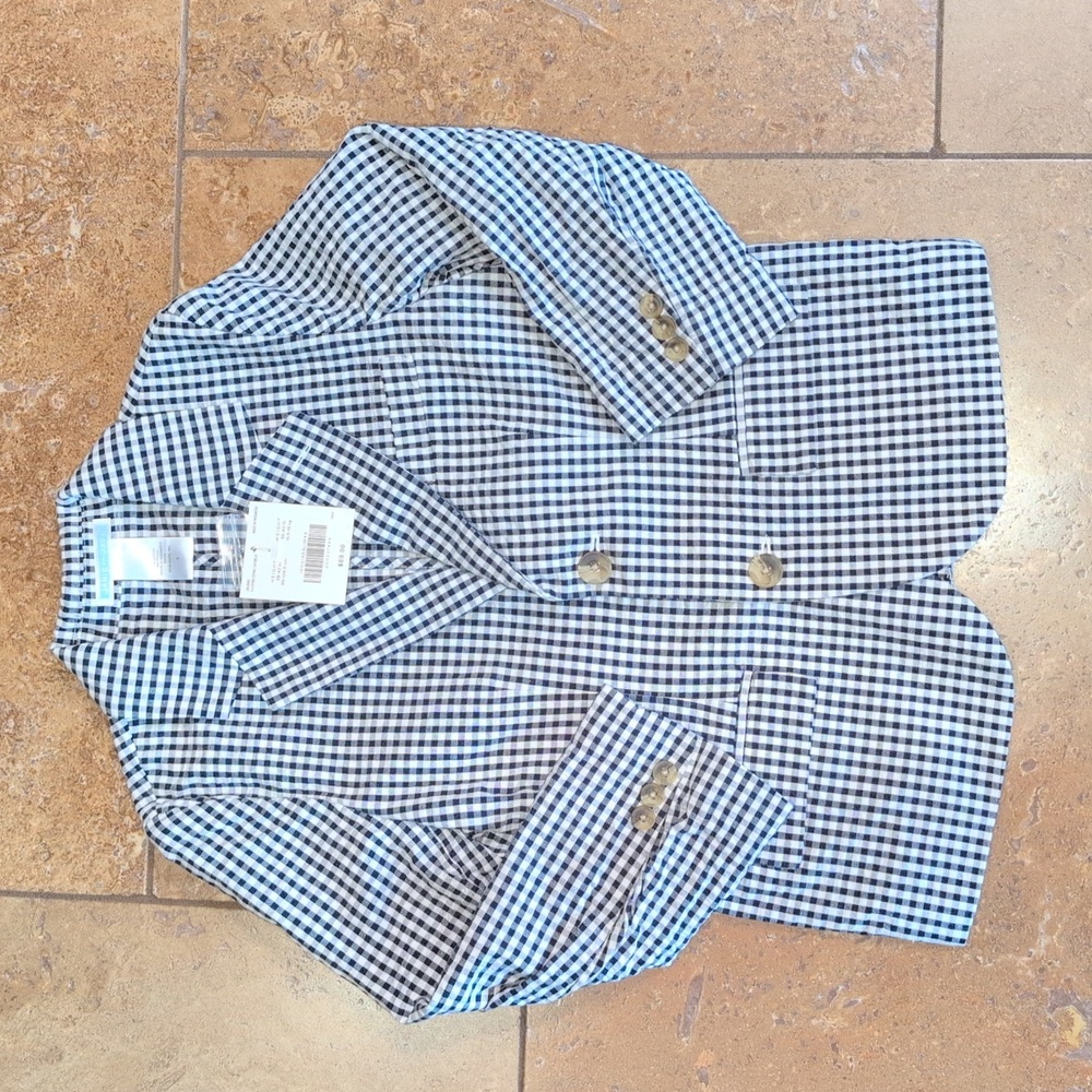 Janie and Jack boy's blazer. Navy gingham. Size 4.